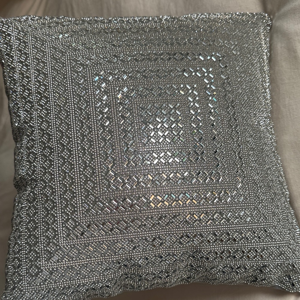 Silver embellished Decorative Pillow